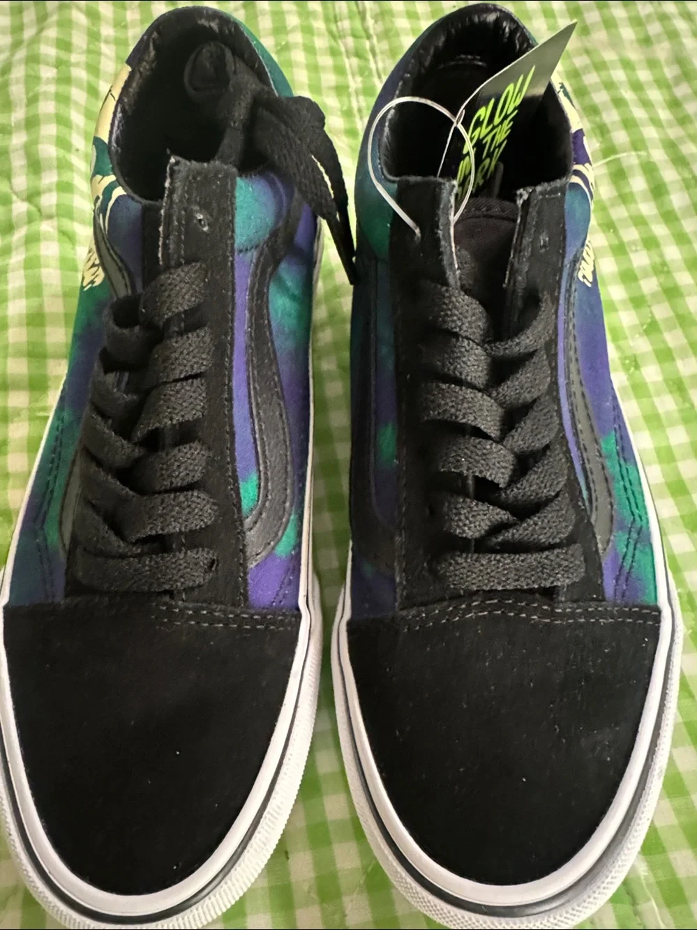 Vans Platform Sneakers in Black with Blue-Green Tie-Dye; never worn